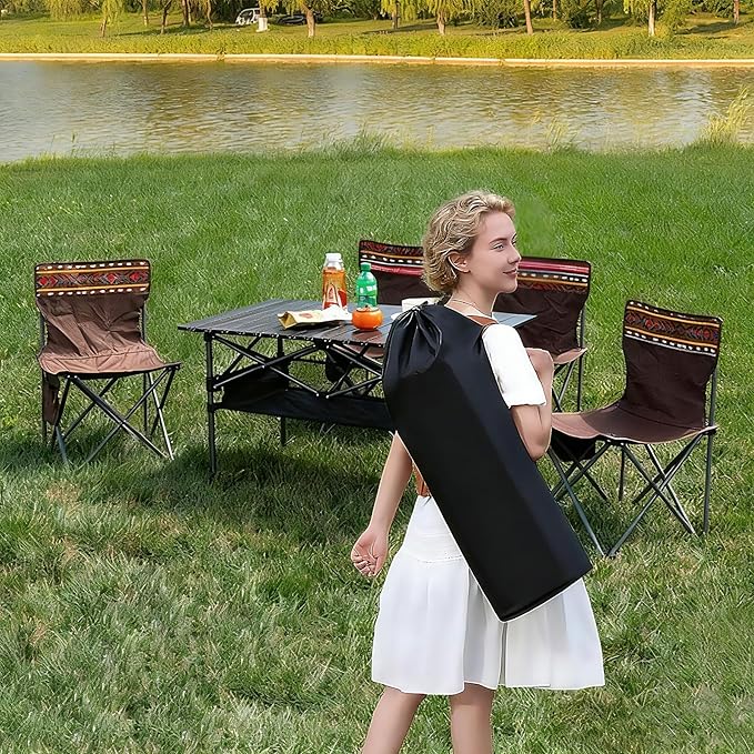 Adjustable Height Aluminum Folding Camping Table，Folding Grill Table，for Outdoor, Camping, Beach, BBQ, Patio, and Picnic, Durable & Waterproof with Carrying Bag(Large-Size)