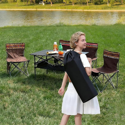 Adjustable Height Aluminum Folding Camping Table，Folding Grill Table，for Outdoor, Camping, Beach, BBQ, Patio, and Picnic, Durable & Waterproof with Carrying Bag(Large-Size)