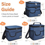 Tirrinia Insulated Lunch Bag for Women Men, Leakproof Lunch Box Containers for Adult, Work, School, Soft Lunchbox for Kids,Boys, Adult Cooler Bag for Picnic Hiking Beach,Dark Blue