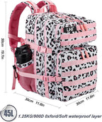 LHI Military Tactical Backpack for Men and Women 45L Army 3 Days Assault Pack Bag Large Rucksack with Molle System - Pink Leopard