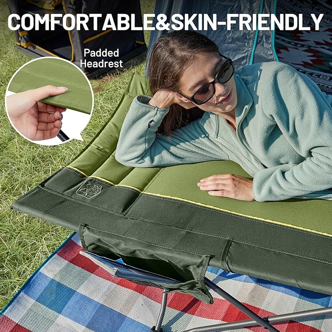 TIMBER RIDGE Extra Wide Heavy Duty Camping Cot for Adult, Easy Set Up Oversized Sleeping Cot with Carry Bag for Camping, Travel and Outdoors, Support up to 450lbs, Green, 2 Pack