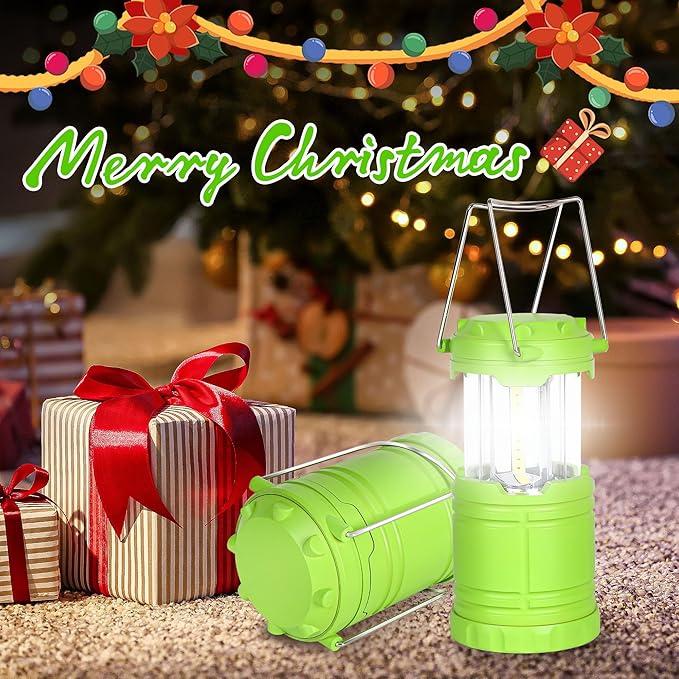 6-Pack Mini LED Green Camping Lanterns, Portable Camping Lights, Outdoor Handled Lamps, Essential Emergency Lights for Power Outages, Hiking, Hurricane