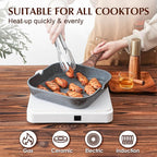 SENSARTE Nonstick Grill Pan for Stove Tops, Versatile Griddle with Pour Spouts, Square Big Cooking Surface, Durable Skillet Indoor & Outdoor Grilling. PFOA Free, 9.5 Inch