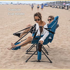 Arrowhead Outdoor Folding Hammock Camp Chair with Detachable Footrest, Stabilized Feet, Padded Headrest and Seat, Large Cup Holders, 300 LBS Weight Capacity, for Camping, Beach, Tailgating