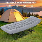 JEAREY 2-Piece Camping Cot for Sleeping 28" Extra Wide, Heavy-Duty 1200D Oxford Foliding Cots for Adults Portable with Mattress, Carry Bag for Guest, Travel, Hiking, Light Gray