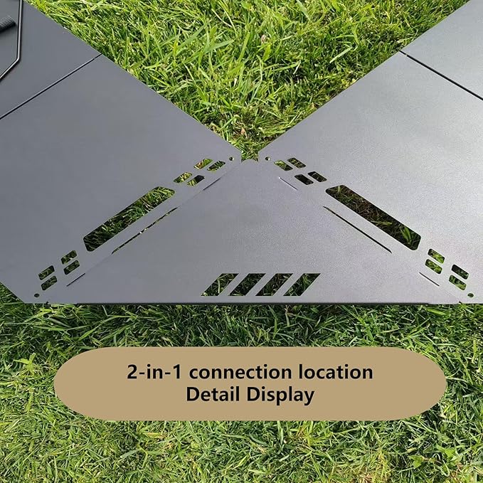Outdoor portable folding carbon steel camping table, suitable for camping, barbecue, picnic, RV, outdoor cooking, travel - single or set (Black combination set, inch, 6.3, inch, 19.7, inch, 15.5)