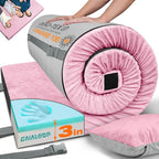 3 Inch Memory Foam Camping Mattress, Dual Layer Thick Sleeping Camp Pad for Car Tent Cot, Roll-Up Portable Glamping Floor Bed for Guests Sleepover