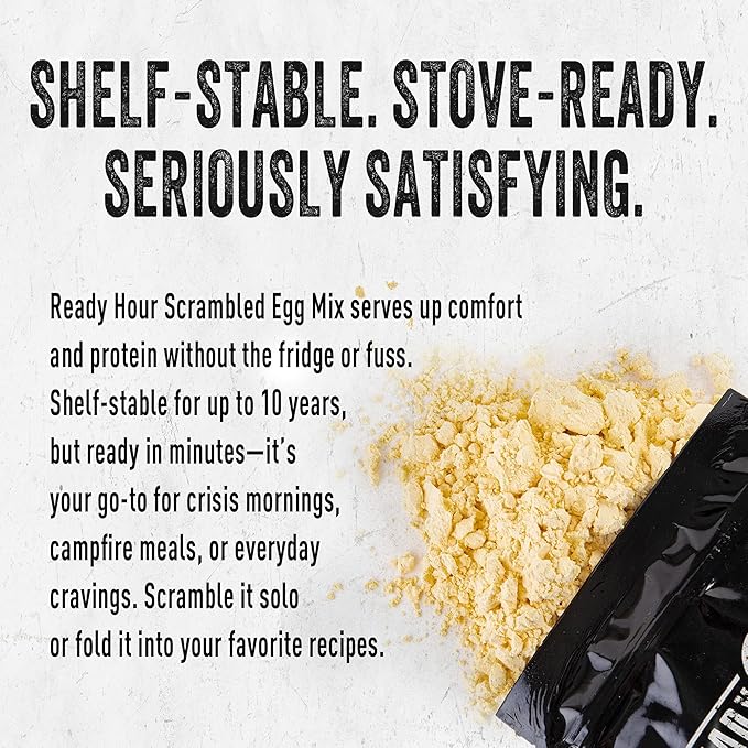 Ready Hour Scrambled Eggs Case Pack (72 Servings), Freeze-Dried Scrambled Eggs, Bulk, Long Shelf Life, Emergency Food Supply, Disaster Food, Survival Breakfast, Prepper Meal Kit, Protein Rich Meals