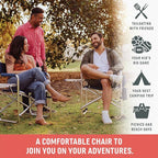 PICNIC TIME Sports Chair with Side Table and Armrest Caddy, Lightweight Aluminum Folding Outdoor Camping Chair for Adults, Portable Director Style Lawn Seating with Pockets & Carry Strap, (Black)