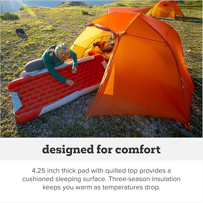 Big Agnes Rapide SL - Insulated Sleeping Pad, Ultralight, All Season Compact Backpacking and Hiking, Pumphouse Sack Included, Orange, 25x78 Wide Long