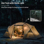 Naturehike Massif Hot Tent with Stove Jack, Waterproof Windproof 4 Season Tent, 2/4 Person Cold Weather Winter Tents for Camping