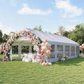 Aoxun 16x32 Party Tent Canopy for Weddings Waterproof Event Tent with Removable Sidewalls &Roll-up Door, Heavy-Duty Steel Frame for Outdoor Weddings, BBQ, Birthday Parties, & Camping,White