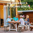 6ft Plastic Folding Bench with Carrying Handle & Lock, Portable Outdoor Bench in Garden Picnic Camping Dining Party Seat, Waterproof Bench for Soccer Activities, Firm and Durable (2Pack A)