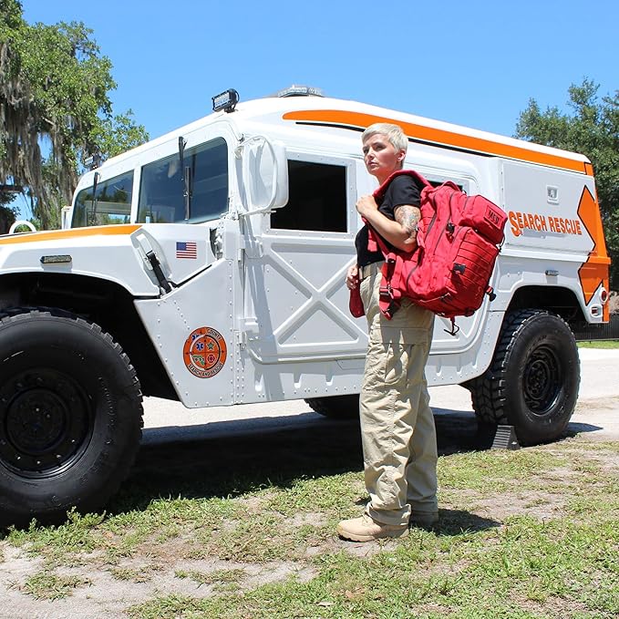 Luminary Tactical Trauma Kit Fully Stocked First Aid Kit Backpack EMS/EMT First Responder Medical Bug Out Bag for Preppers Professionals and Outdoorsman (Red)
