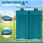 Sleeping Pad with Pillow, Self Inflating Extra-Thick, Ultralight Sleeping Mat, Built-in Pump, Ultimate for Camping, Hiking, Traveling, Airpad, Carry Bag, Compact & Lightweight Air Mattress (Peacock)