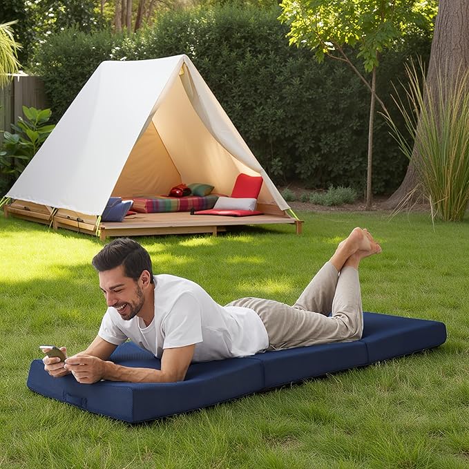 Sleeping Mats for Adults,Memory Foam Camping Trifold Mattress,Folding Pad,Machine Washable Cover,Floor Guest Bed