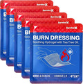 Hydrogel Burn Dressings with Tea Tree Oil - 4x4" Sterile Non-Stick Burn Pads - Emergency First Aid for Instant Cooling, Soothing & Relief - 5 Pack