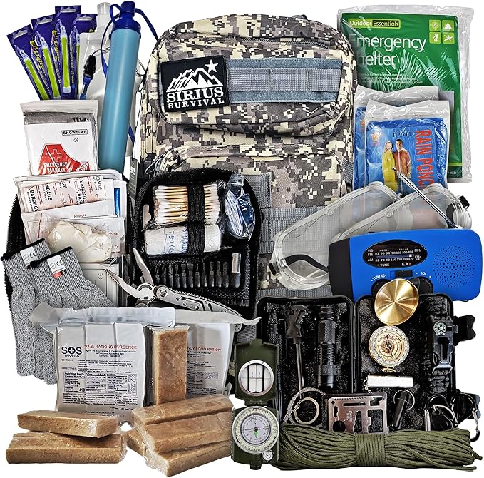 Vital 72 Hour Emergency Survival Kit for Family - Bug Out Bag for Hurricanes, Floods, Tornadoes or Other Disasters - 72 Hour Kit of Food & Water for 2 Per Bag