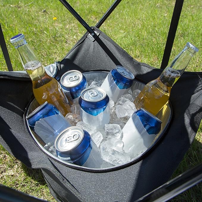 Camerons All-in-One Tailgating Table - Portable Folding Camping Table with Insulated Cooler, Food Basket, Cup Holders & Travel Bag - Collapsible Picnic Table for Outdoor BBQs, Beach & Camp Trips
