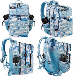 LHI Military Tactical Backpack for Men and Women 45L Army 3 Days Assault Pack Bag Large Rucksack with Molle System - Light blue tie-dye