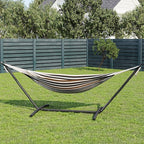 GarveeLife Double 2 Person Hammock, Indoor Outdoor Standing Hammock with Space Saving Steel Stand, Carry Bag, 450 LBS Weight Capacity, Suitable for Garden Camping Beach, Coffee