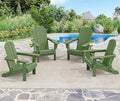 SERWALL Adirondack Chair with Cup Holders - Composite Adirondack Chairs Set of 4 HDPE Outdoor Chairs All Weather Use- Avocado