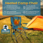 Backyard Expressions Heated Camp Chair with Cupholder – Portable Folding Camping Chair with 3 Heat Settings, USB Powered, Lightweight & Durable – Outdoor Heated Chair for Camping, Tailgating & Sports
