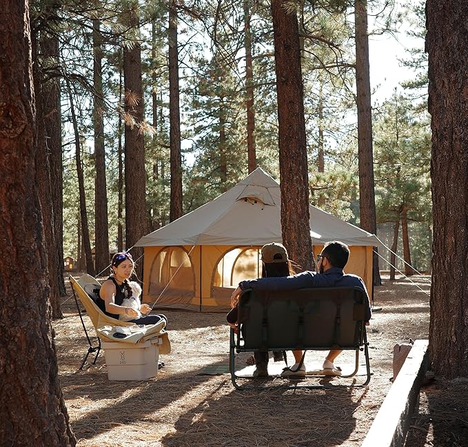 DOD Takenoko Bell Tent – Luxury 4-Season Glamping Tent | 150 sq ft Spacious Interior, Removable Floor, Canvo™ Roof, Mesh Walls, Full 360° Access | Premium Family Camping Shelter