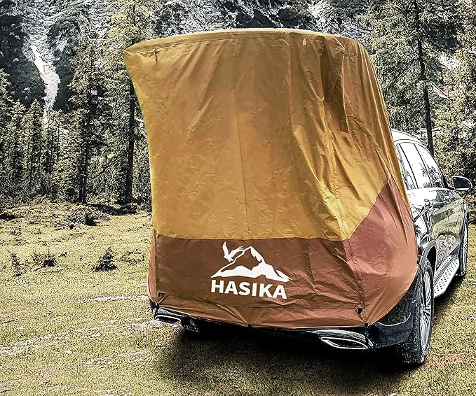 Hasika SUV Tailgate Tent, Universal Car Camping Awning, 3000mm Waterproof & UPF 50+ - Portable Hatchback Privacy Shelter for SUVs - Easy 2-Min Setup Road Trip Essentials Yellow