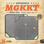1-Piece 10.6 inch Cast Iron Griddle Plate | Reversible Square Cast Iron Grill Pan for Single burner| Double Sided Used on Open Fire & in Oven | Pre-Seasoned |Versatile Baking Griddle