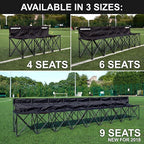 QUICKPLAY PRO Portable Folding Bench – Available in 4, 6, and 9 Seats & 6-Seat Shelter | Heavy-Duty, Fast Set-Up Seating for Sports, Camping, and Outdoor Activities