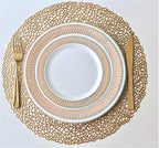 " OCCASIONS " 50 Plates Pack (25 Guests)-Wedding Party Disposable Plastic Plate Set -25 x 10'' Dinner + 25 x 7.5'' Salad/Dessert plates (Venice in White/Blush/Peach & Gold)