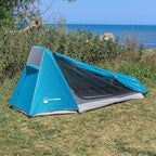 Single Person Tent - 1 Person Camping Tent with Rainfly and Carrying Bag - Lightweight Outdoor Bivy Bag Shelter for Backpacking, Hiking, or Camping Essentials by Wakeman Outdoors (Blue)