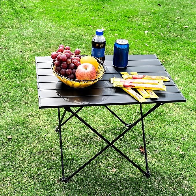 Folding Camping Table – Ultralight Aluminum Portable Table for Camping, Hiking, Backpacking, Picnic, Beach, BBQ – Compact Lightweight Collapsible Travel Side Table for Outdoor, RV, (2)