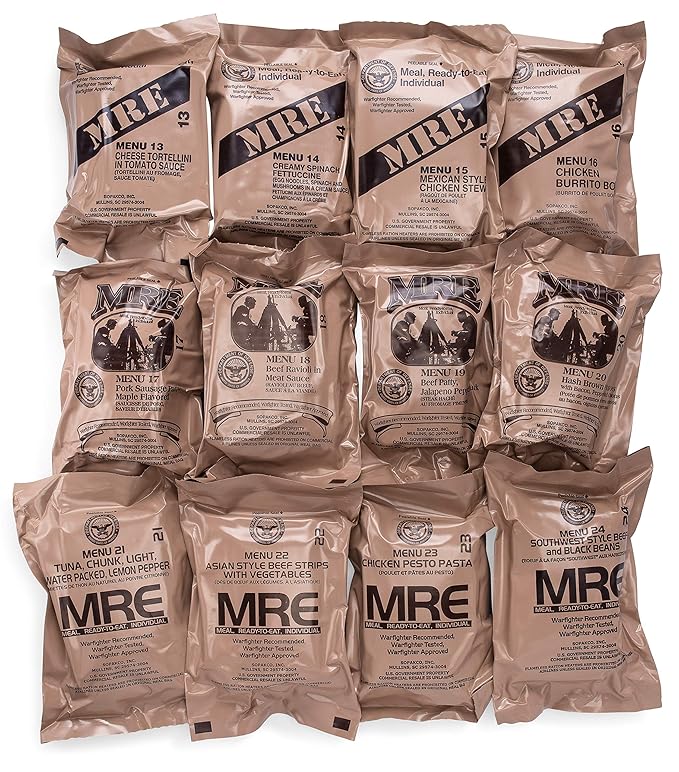 Sopakco 24ct US Military Surplus MRE Meals Ready to Eat 2021 Inspect A+B Case Bundle Menus 1-24