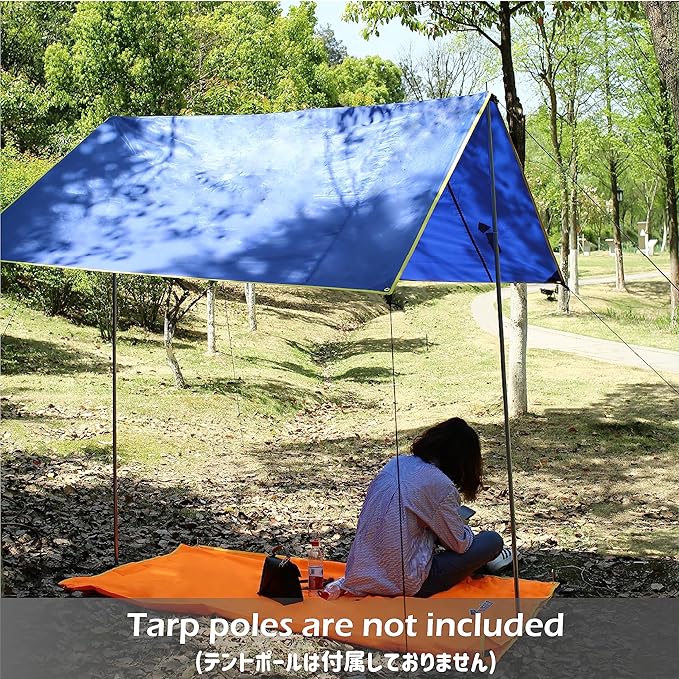 Azarxis Hammock Camping Tarp Rain Fly, Waterproof Tent Shelter Awning Sunshade Cloth Picnic Mat for Outdoor Hiking Beach Backpacking - Included Guy Lines & Stakes