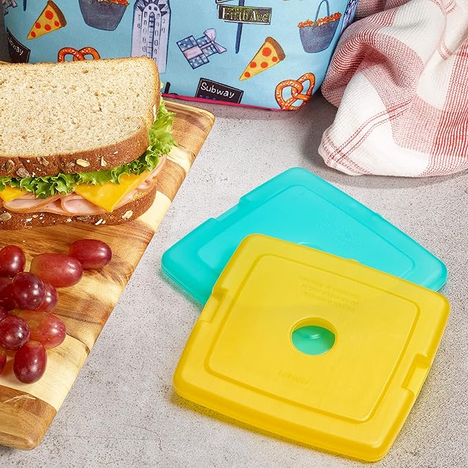 Cool Coolers by Fit & Fresh Slim Ice Packs,Quick Freeze Space Saving Reusable Ice Packs for Lunch Boxes or Coolers,Multi Colored,(Pack of 48)