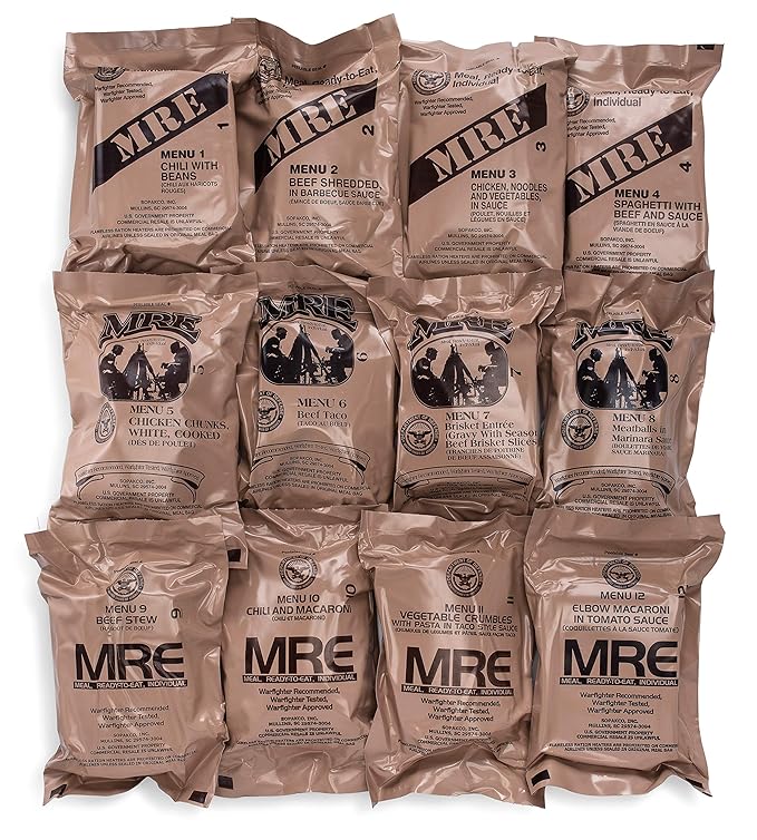 Sopakco 24ct US Military Surplus MRE Meals Ready to Eat 2021 Inspect A+B Case Bundle Menus 1-24