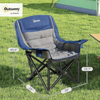 Outsunny Double Camping Chair for Adults, Padded Folding Camp Chair for 2 Person with Armrest, Wine Glass Holder, Cup Holder, Carry Bag for Outdoor Sports, Picnics, Supports up to 552 lbs.