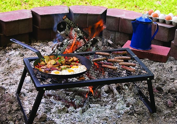 Lodge 10 Inch Carbon Steel Skillet - PFAS-Free Pre-Seasoned Carbon Steel Frying Pan for High-Heat Searing - Long Handle Design for Omelets, Grilling, and Campfire Cooking - Made in the USA