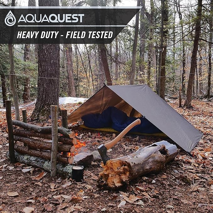 AquaQuest Safari Tarp – Lightweight Waterproof (5,000mm) Seam-Taped Ripstop Rain Fly for Backpacking, Thru-Hiking & Hammock Camping