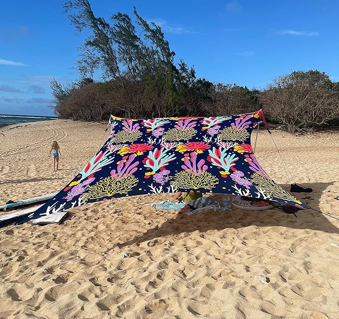 Neso Grande Portable Beach Tent Sun Shelter - Lightweight Beach Shade Canopy - Easy Setup for Family Outings - Patented Reinforced Corners - UPF 50+ Sun Protection - 7ft Tall, 9 x 9ft
