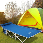 Nice C Camping Cots, Cots for Adults, Folding Cot Bed, with Pillow, Carry Bag & Storage Pocket, Extra Wide Sturdy, Holds Up to 500 Lbs (2, Blue)