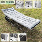 Zento Camping Cot and Mattress Folding Outdoor Travel Bed 2 Pack - Heavy Duty Max Load 450 LBS Premium Quality Cot Bed with Pad for Comfort Sleeping for Travel Home and Anytime Use