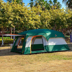 KTT Extra Large Tent 10-12-14 Person(Style-B),Family Cabin Tents,2 Rooms,3 Doors and 3 Windows with Mesh,Straight Wall,Waterproof,Double Layer,Big Tent for Outdoor,Picnic,Camping,Family Gathering