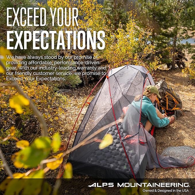 ALPS Mountaineering Trailblazer Insulated Sleeping Pad – Lightweight Backpacking Air Pad with R-Value 8, Cold-Weather Insulation, Compact Pack Size & Pump Sack for Camping and Backcountry Travel