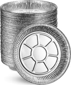 MontoPack 9” Aluminum Foil Pie Pans | Round Disposable Containers with Angled Walls for Tart Baking, Storing, Serving & Reheating | Freezer and Oven Safe, Recyclable | 50-Pack of Cake Tins