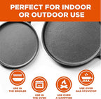 Commercial CHEF 3-Piece Cast Iron Griddle Set, Pre-Seasoned Cast Iron, Includes 8”, 10” & 12” Griddle Pans, Works on All Cooktops Including Induction, Outdoor Cookware for Campfires, CHCI81012