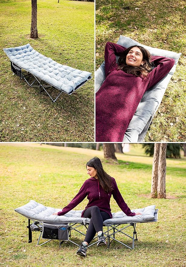 Zento Camping Cot Mattress Foam Pad for Adults – Thick Soft Ultra Comfort Sleeping Pad for Traveling Hiking Outdoor or Indoor Use – Lightweight Easy to Carry Foldable Waterproof Adult Cot Mattress