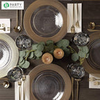 PARTY BARGAINS 13-Inch Charger Plates - 96 Pack, Clear Gold Textured Rim, Heavy-Duty Disposable Chargers for Elegant Dining - Ideal for Weddings and Formal Events